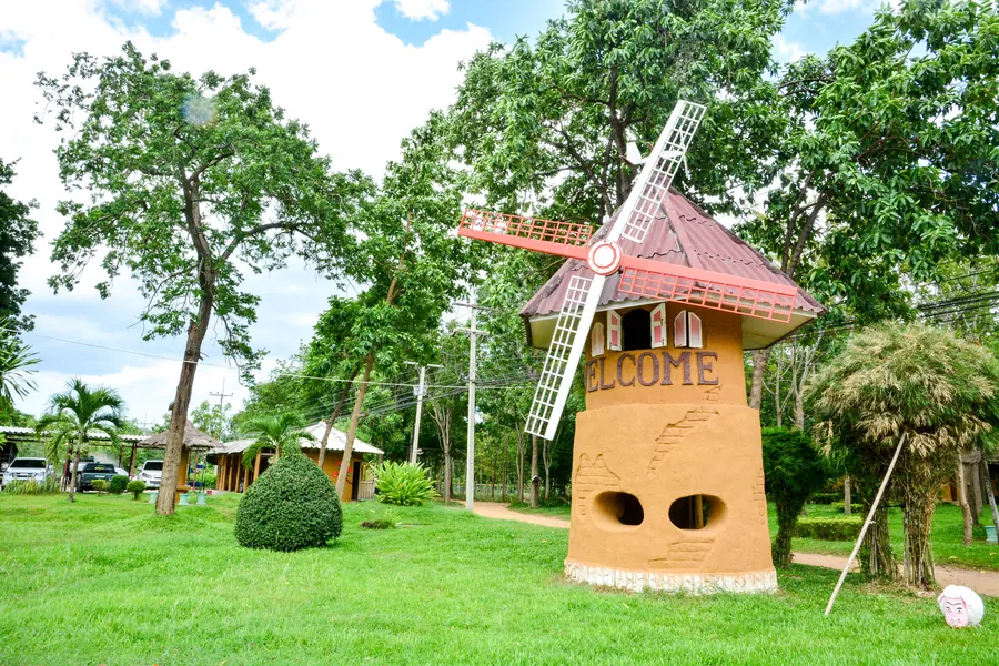 Windmill near parking area